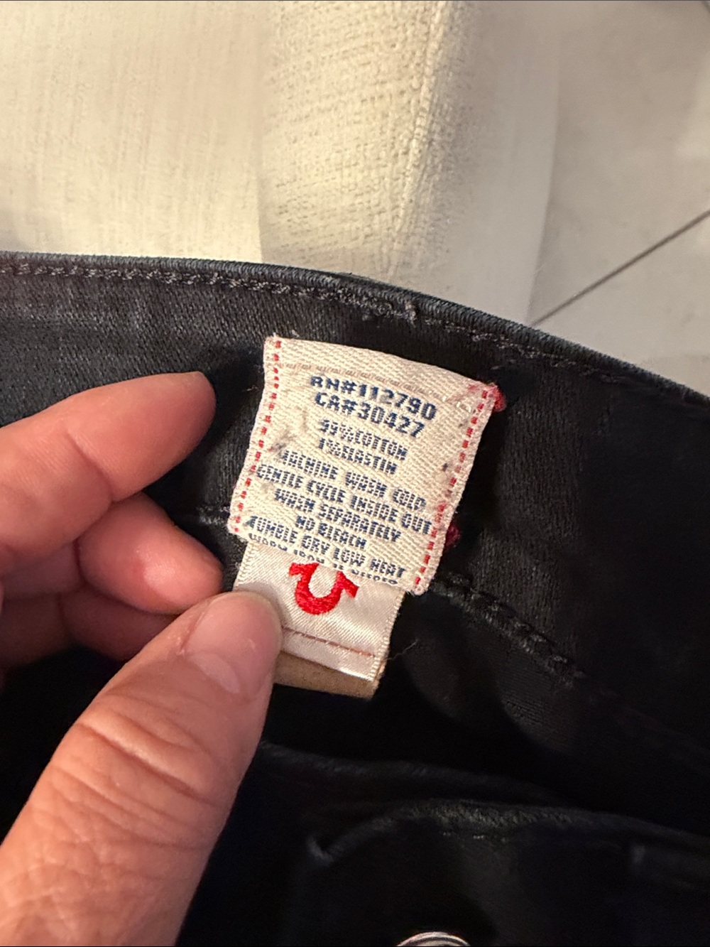 True Religion Black Wide-Leg Jeans - Classic Straight Waist - Picture 6 of 8